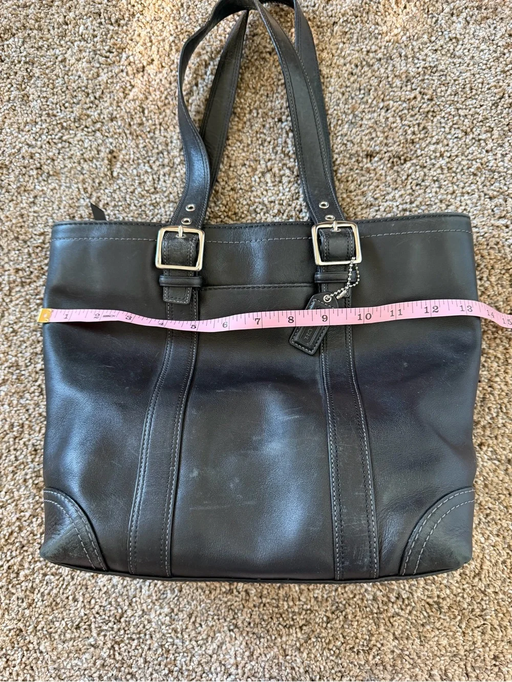 COACH Hampton F10194 Vintage Black Smooth Leather Tote Shoulder Bag